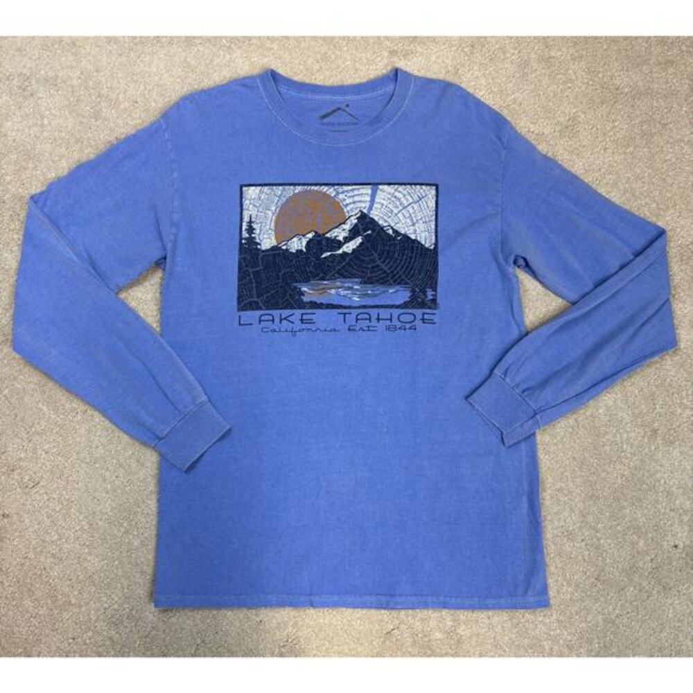 Prairie Mountain Lake Tahoe California Est 1844 Graphic LS T-Shirt Size M